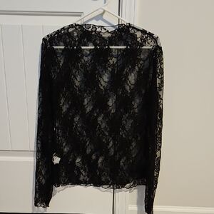 Black Lace Long Sleeve Top - Perfect For Layering - Never Worn